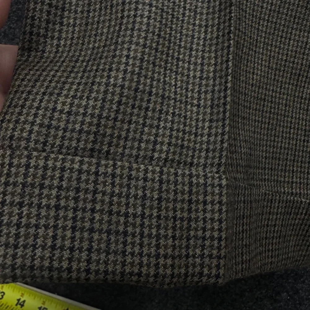 Brooks Brothers Men 34 Brown Houndstooth Wool Cashmere Pleated Cuff Pants Italy